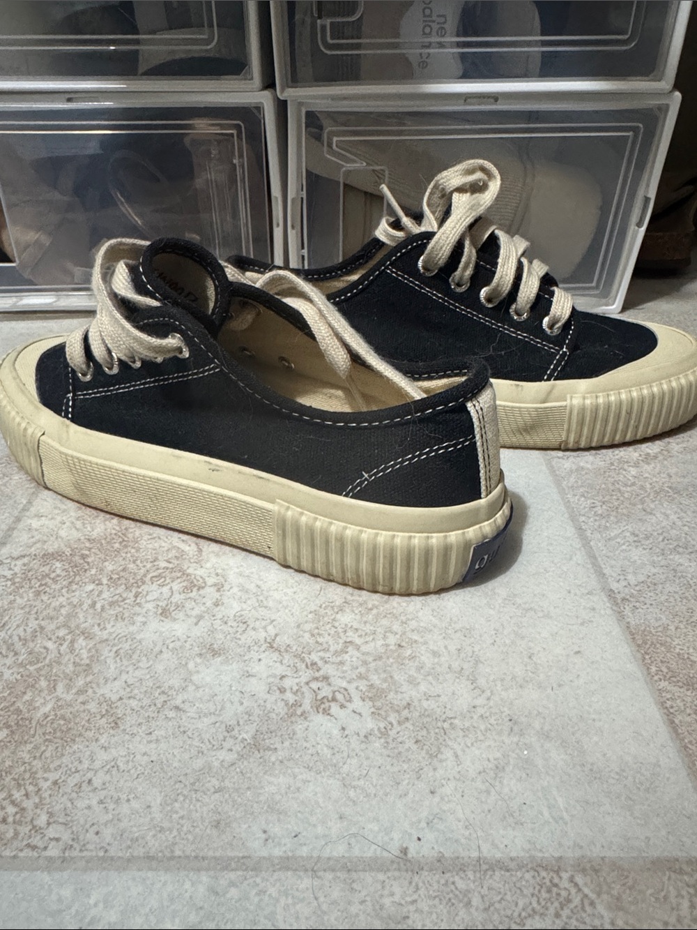 Canvas Low-Top Sneakers in Black and Cream - Classic Casual